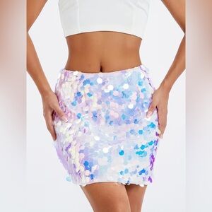 Sequin Mini Skirt - Pastel Iridescent